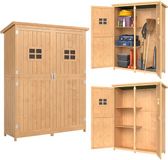 Outsunny Tuinschuur - Vurenhout - 127,5x50x164cm - Natuurlijk hout