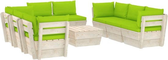 vidaXL 9-delige Loungeset met kussens pallet vurenhout