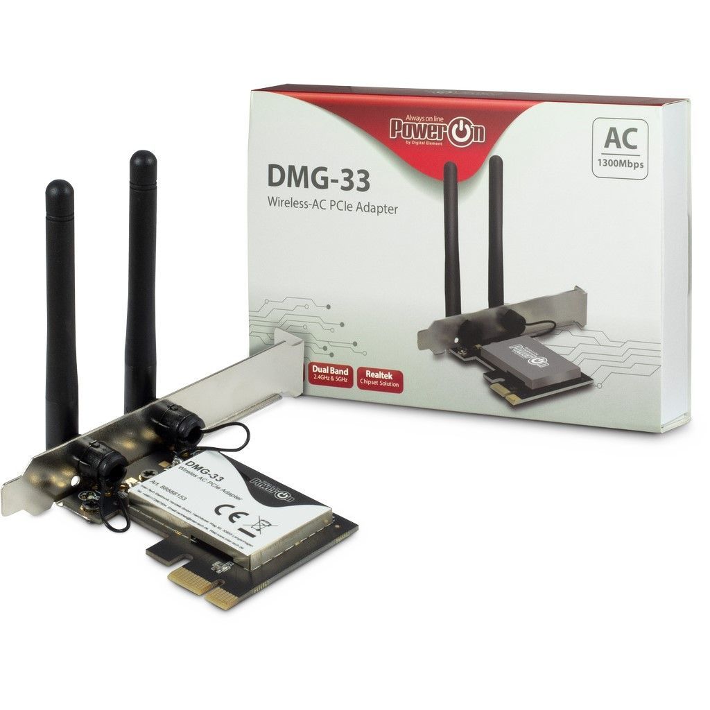 Intertech Inter-Tech DMG-33 - Wi-Fi 5 (802.11ac) - 1300 Mbit/s - PCI Express - Internal Wireless Network Card