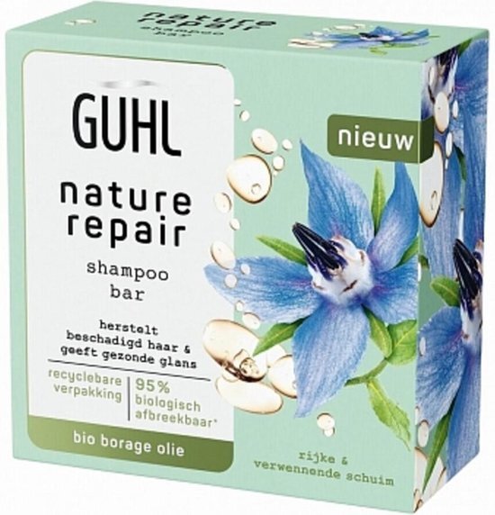 GUHL Nature Repair Shampoo bar - met Bio Borage Olie voor overbelast & beschadigd haar 75 gram