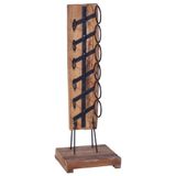 vidaXL Wijnrek voor 6 flessen 35x35x100 cm massief teakhout