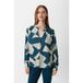 Comma Blousetop met Grafische Print en Plooien - Blauw/Ecru