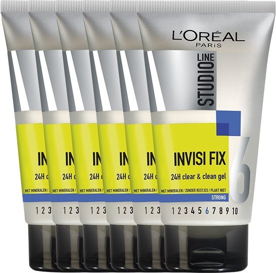 L'Oréal Invisi'Fix Studio Line Invisi Fix 24H Clear & Clean Gel Strong -  6 x 150 ml - Gel - Voordeelverpakking