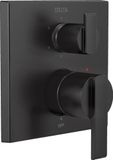 Delta T24967-BL Hoekige Moderne Monitor 14 Serie Ventiel 6-Setting Geïntegreerde Douche Trim Met Omvormer, Mat Zwart
