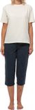 Schiesser Dames pyjama Cotton blauw gestipt / creme Korte mouw 95% Katoen, 5% Elastaan
