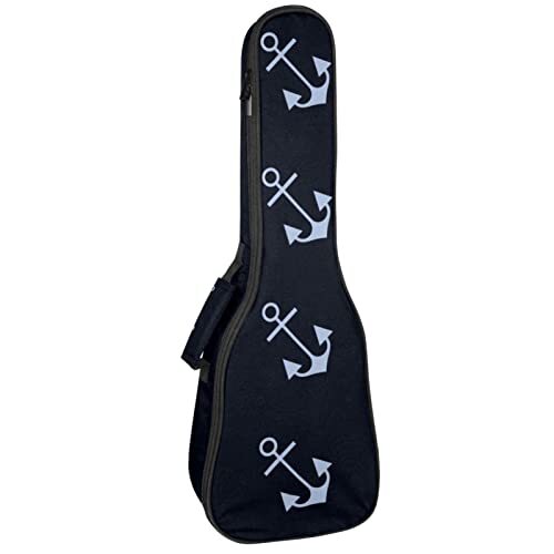 Mersov Concert Ukelele Rugzak, Heavy Duty Ukulele Case Bag met Opslag, Sopraan Concert Tenor Ukelele 10 MM Gewatteerde Tas Marine Anker Patroon