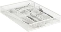 Merkloos Relaxdays Bestekbak met 6 vakken - Metalen lade organizer voor bestek - Mesh design - 5.5 x 29 x 41 cm - Wit