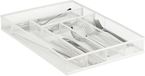 Merkloos Relaxdays Bestekbak met 6 vakken - Metalen lade organizer voor bestek - Mesh design - 5.5 x 29 x 41 cm - Wit