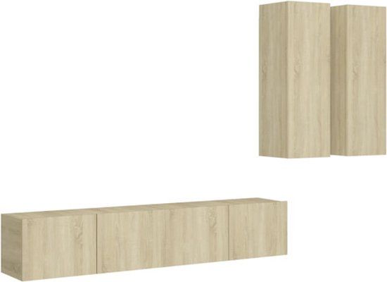 vidaXL 4-delige Tv-meubelset bewerkt hout sonoma eikenkleurig