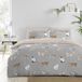 Fusion - Grijs kattendekbedovertrek - kingsize beddengoed (230 x 220 cm) - omkeerbaar ontwerp (roze en grijs) - beddengoed met kattenpootprint