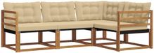 vidaXL Hoek loungeset 4-delig Acaciahout Natuurlijk en Beige
