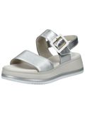 Gabor Dames Platte Sandalen Nubuck Zilver Gesp Klittenband Lente/Zomer 2025