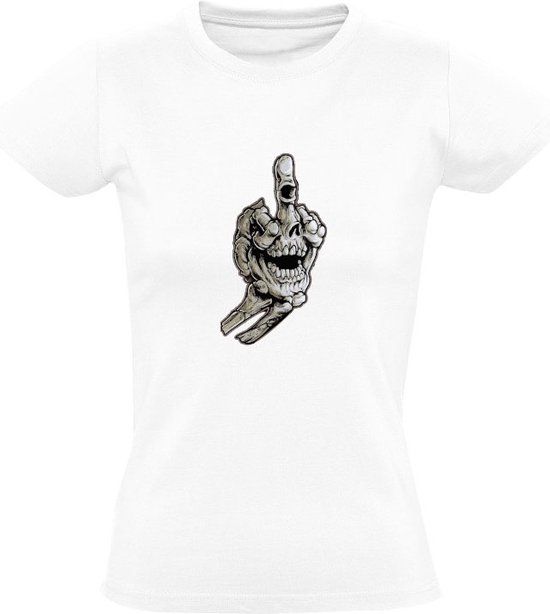 Sol's Skelet Schedel Handgebaar Dames T-shirt - Wit - 3XL