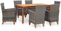vidaXL 7-delige dining loungeset polyrattan en massief acaciahout grijs