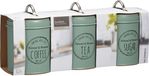 Excellent Houseware Keuken voorraad blikken - 3x stuks - groen - suiker - thee - koffie - 11 x 16 cm - Vintage look