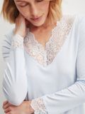 CALIDA Dames Pyjama Lange Mouw Effen Tencel Modal Elastaan M Lichtblauw Herfst/Winter 2025