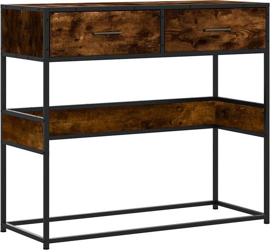 vidaXL Wandtafel - 90x35x80 cm - Bewerkt Hout - Gerookt Eikenkleurig