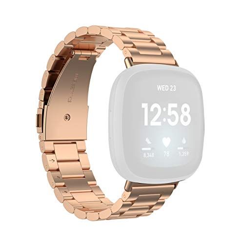 By Qubix Qubix metalen schakelbandje - Rosé goud - geschikt voor Fitbit Versa 3/4 & Sense 1/2