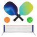 Idena 40253 - Pickleball set met 2 paddle rackets, net met standaard (302 x 80 cm), indoor bal en outdoor bal
