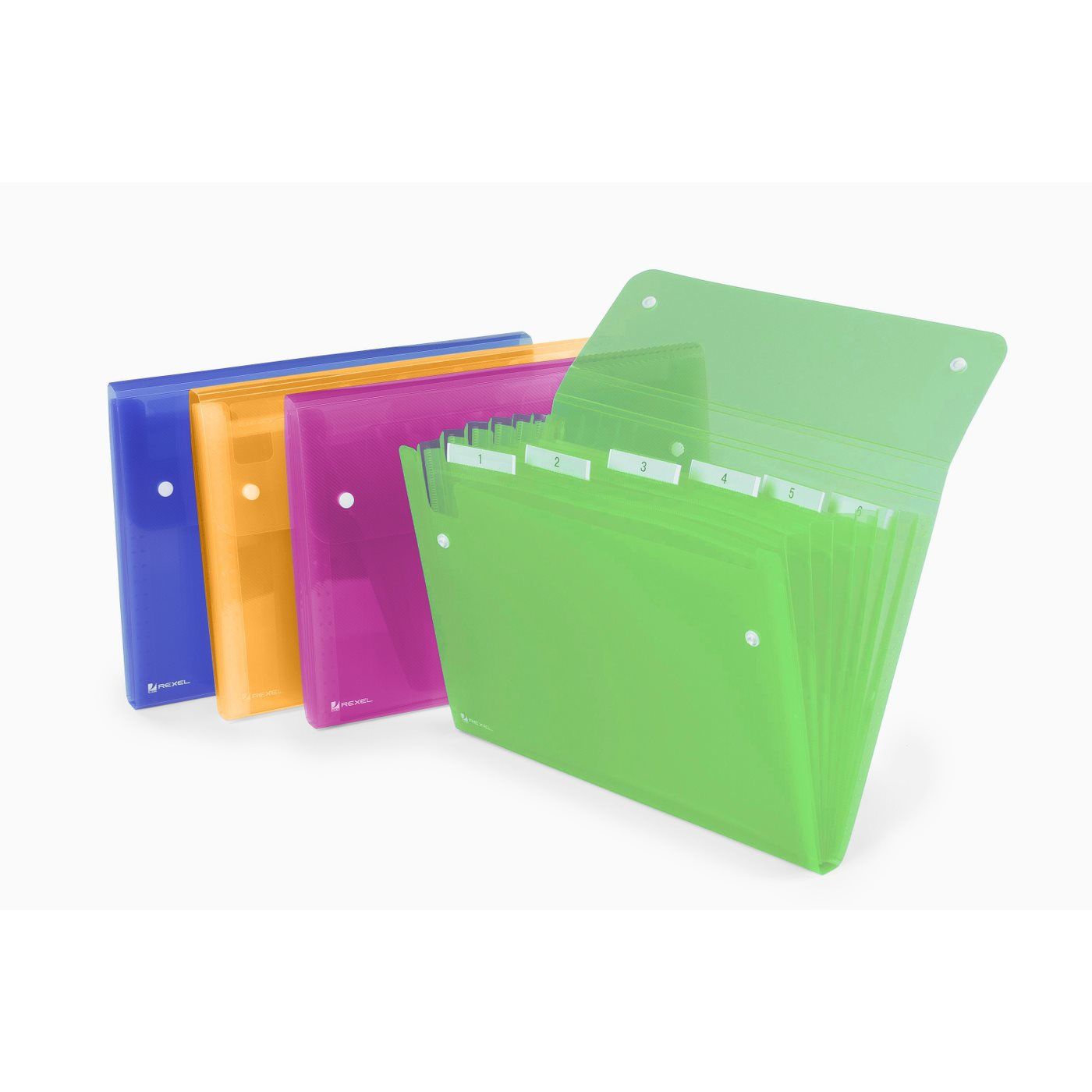 Rexel ICE Expander met 6 vakken Assorti - blauw, roze, transparant