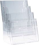 ESVSHOP.nl Brochurehouder voor op tafel, 4 vakken, Kunststof, Transparant