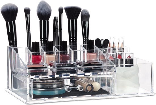 Relaxdays make-up organizer - sieradenkist - cosmeticabox - lippenstifthouder - acrylbox doorzichtig