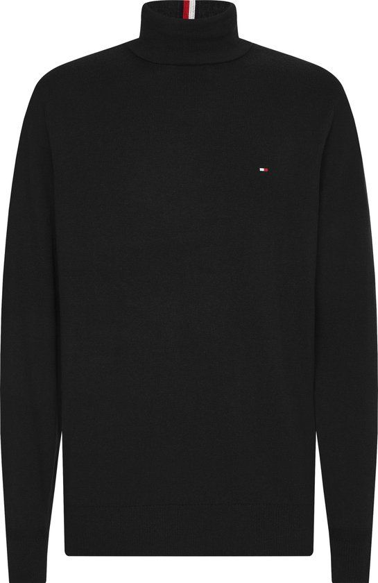 Tommy Hilfiger Heren Trui - Pima Org Ctn Cashmere Roll Neck - Zwart - Maat M