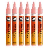 Molotow One4All 227HS acryl marker (4,0 mm lijndikte, zeer dekkend en permanent, sneldrogend, navulbaar, voor bijna alle ondergronden) 6 stuks kleur 244 koraal