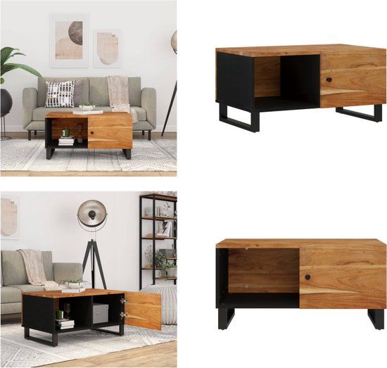 vidaXL Salontafel 80x50x40 cm massief acaciahout en bewerkt hout