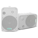Pyle Home Buitenluidspreker, 500 W, paar waterdichte luidsprekers, wand-/plafondmontage, voor gebruik in zwembad, terras, binnen, wit