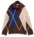 Tom Tailor Oversized pull à col roulé avec laine - Taille S - brown blue argyle knit dsign