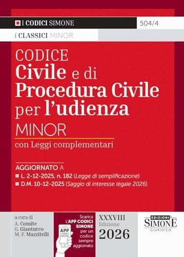 Codice Simone Codice civile e di procedura civile per l'udienza Minor. Con APP CODICI SIMONE per un codice sempre aggiornato