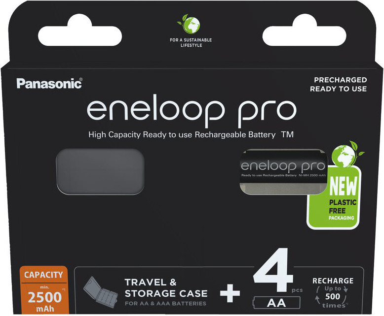Panasonic 4 Eneloop Pro AA batterijen + doosje