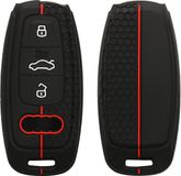 kwmobile autosleutel hoesje geschikt voor Audi A6 A7 A8 Q7 Q8 3-knops autosleutel Keyless hoes - Siliconen autosleutel behuizing - Auto sleutel case met honingraat - Sleuteletui in zwart / rood