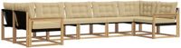 vidaXL Hoek loungeset 7-delig Wit en Beige Acacia Hout