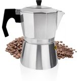 Ibenzoa® Aluminium cafetière, 150 ml (3 tasses), avec couvercle transparent – poignée ergonomique et soupape de sécurité, non adapté à l'induction