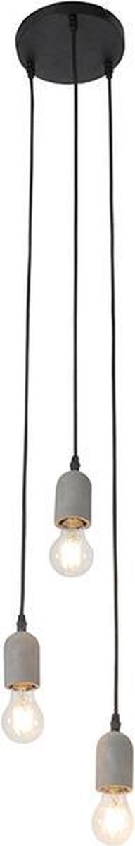QAZQA pedra - Industriele Hanglamp - 3 lichts - Ø 18 cm - Zwart - Industrieel - Woonkamer | Slaapkamer | Keuken