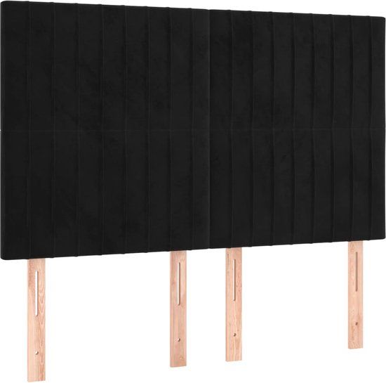 VidaXL Hoofdeind & Voeteind Zwart 144x5x118/128 cm Polyester/Hout