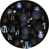 Kaemingk B.V. Petites boules de Noël - 34 pièces - noir et bleu foncé - D3 cm - plastique