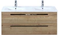 BES LED Seville Badmeubelset 120 cm - 2 Laden Natuur Eiken - Wastafel Enjoy Dubbel