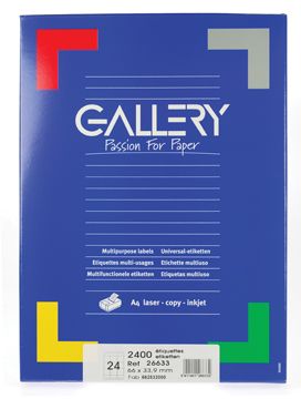 Gallery witte etiketten 66 x 33 mm ronde hoeken 24 per blad