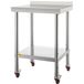 VEVOR Roestvrijstalen Voorbereidingstafel, 24 x 24 x 35 inch, 440 lbs Draagvermogen, Robuuste Metalen Werkbank met Verstelbare Achterwand en 4 Wielen, Professionele Werkplek voor Keukens en Restaurants