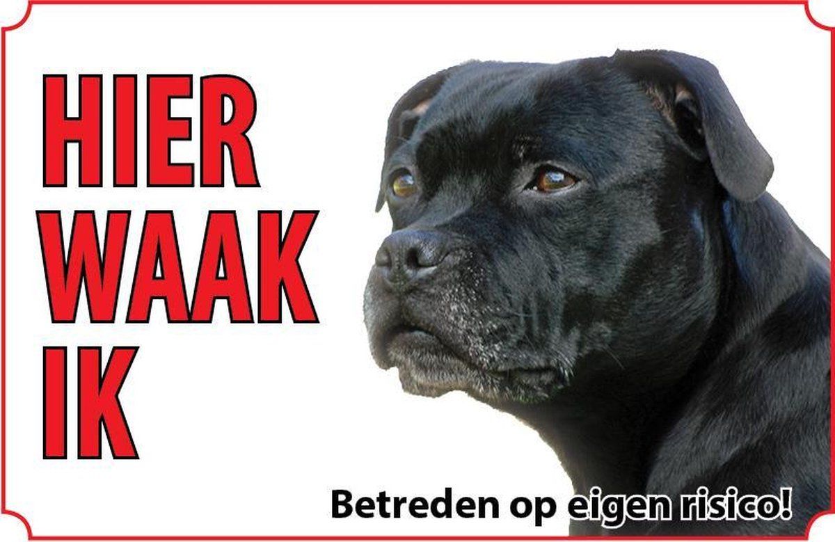 VSkins Bord - Hond Staffordshire Bulldog terrier - Metaal - Zwart/Wit/Bruin/Rood