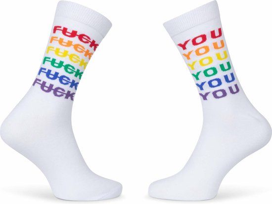 Merkloos ALLPRIDE LGBTQIA Rainbow Pride Socks - White - Size 36/42 - Women's