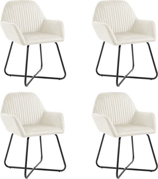 vidaXL Eetkamerstoelen 4 st fluweel crèmekleurig