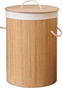 Homestyle Pro Bamboe wasmand – Opbergmand – Wassorteerder met deksel en verwijderbare waszak – Met handgrepen – 48 L – 35×50 cm – Naturel