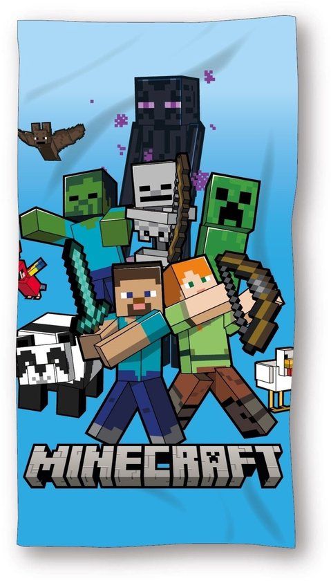 4KidsOnly MineCraft Strandlaken Badhanddoek 70x140cm Microvezel Multi