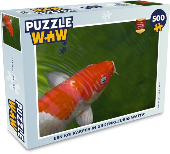 MuchoWow Puzzel Een koi karper in groenkleurig water - Legpuzzel - Puzzel 500 stukjes