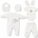 Blue Eyes Babycadeauset – 6-delige cadeauset voor pasgeborenen van 100% katoen, Oeko-Tex, premium eerste uitrusting voor geboorte 0-4 maanden, uniseks, voor jongens en meisjes (lam)