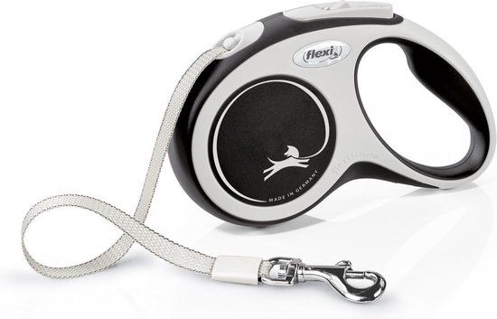 Flexi New Comfort Rollijn Hondenriem - S - 5 m - Zwart Grijs - <12 kg